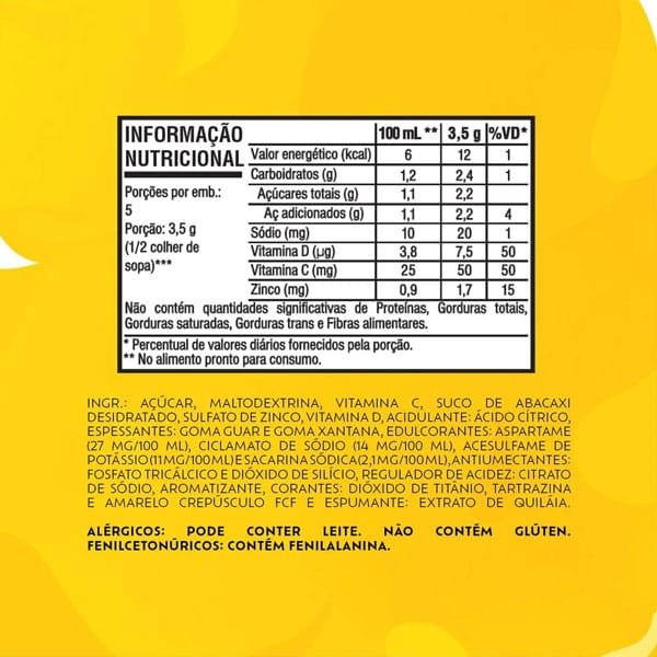 Produto Refresco em Pó Tang Abacaxi 18g