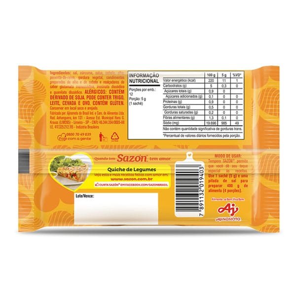 Produto Tempero em Pó para Legumes Sazón 60g