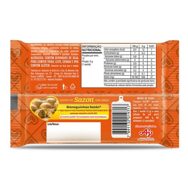 Produto Tempero Sazón para Massas 60g