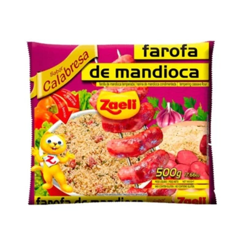 Produto Farofa de Mandioca Calabresa Zaeli 500g