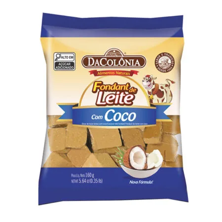 Rapadurinha de Leite com Coco Fondant DaColônia Pacote 160g