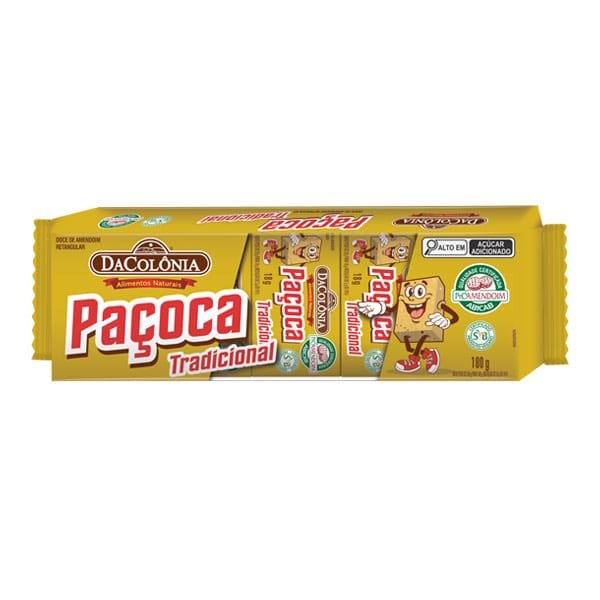 Paçoca Retangular Tradicional DaColônia Pacote 180g