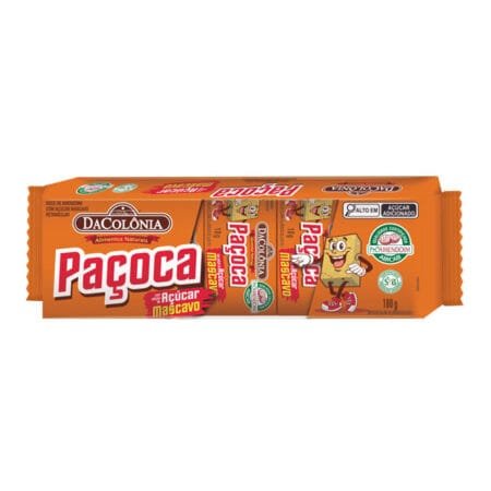 Paçoca Retangular Açúcar Mascavo DaColônia Pacote 180g