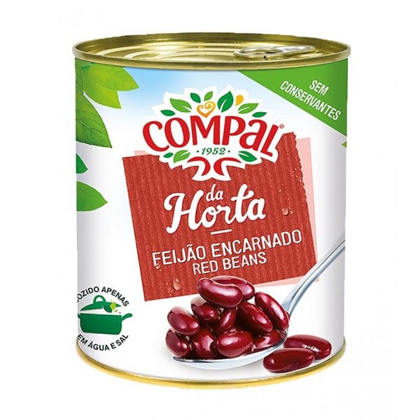 Feijão Encarnado Vermelho Enlatado Compal 845g